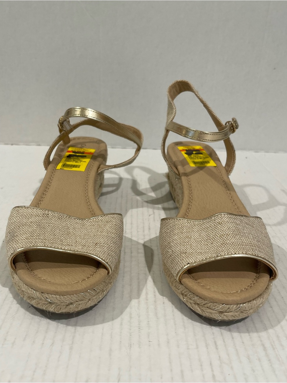 Womens Charter Club Beige Espadrille Wedge Sandals with Gold Ankle Strap Size 12 - Picture 2 of 8